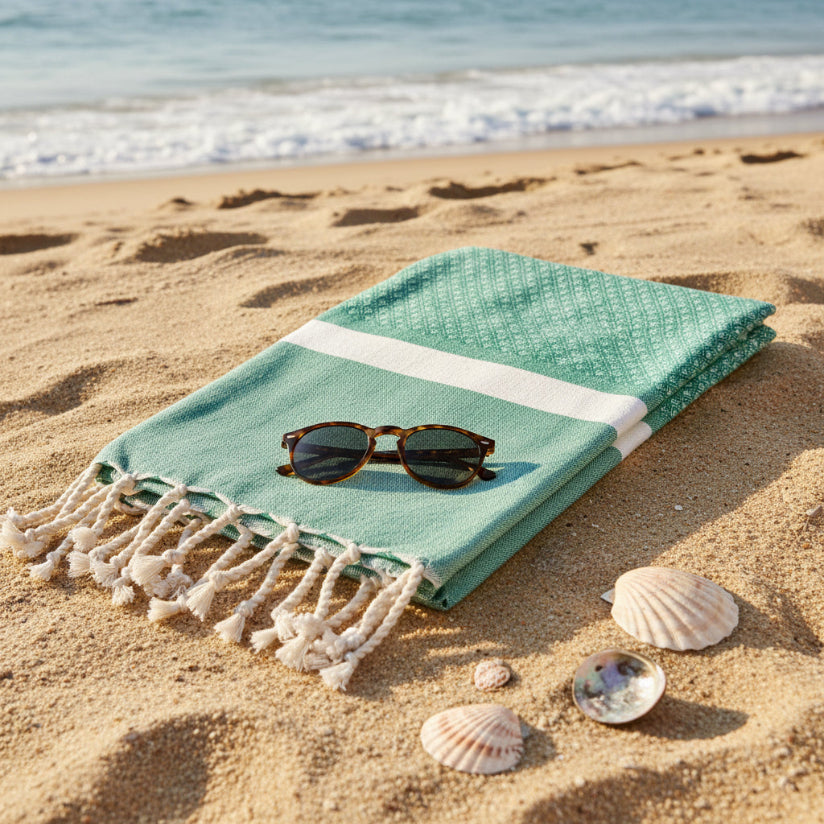 Saida Fouta Towel | Herringbone Weave 100% Recycled Cotton | The Fouta Spa