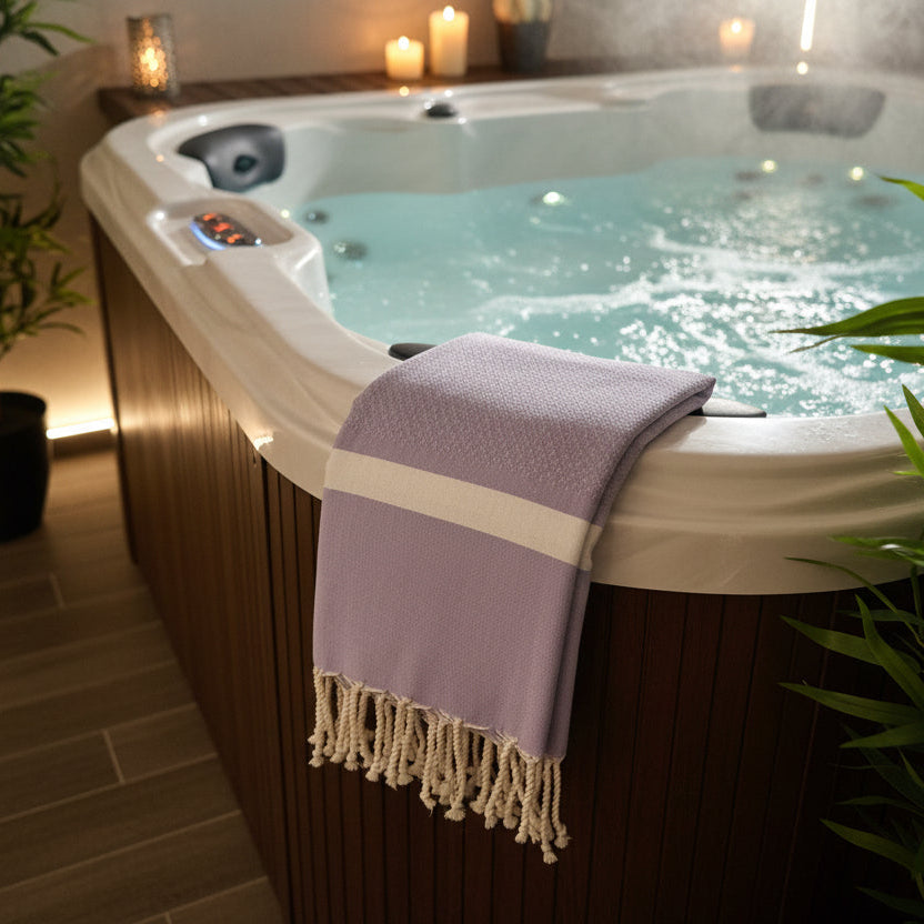 Saida Fouta Towel | Herringbone Weave 100% Recycled Cotton | The Fouta Spa
