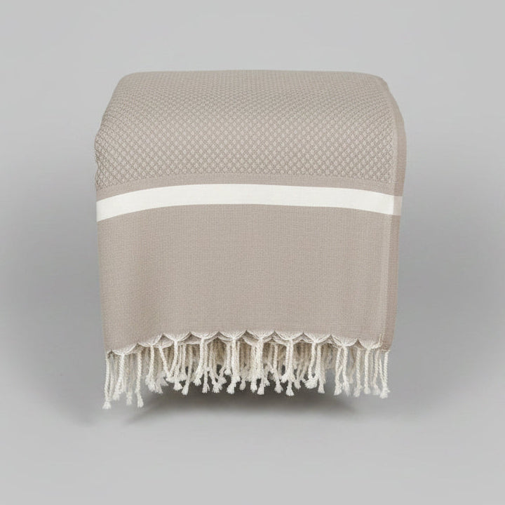 Kaki β Saida Fouta Towel in Kaki β Herringbone Weave, 100% Recycled Cotton, Loomed in Tunisia