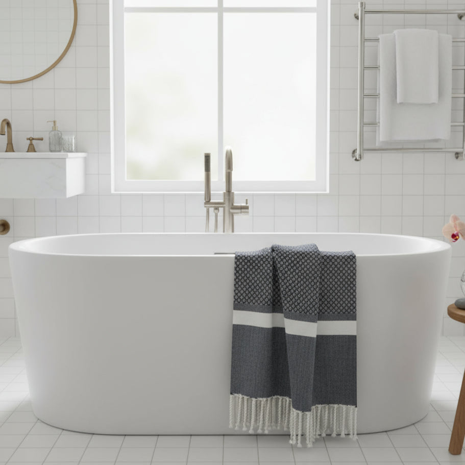 Saida Fouta Towel | Herringbone Weave 100% Recycled Cotton | The Fouta Spa