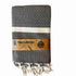 Gray towel with tassels and &