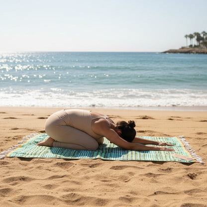 Berbere Oversized Fouta Towel 78"x78" – 100% Recycled Cotton Beach Blanket &amp; Throw