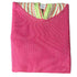 Folded pink garment with a colorful neckline on a white background