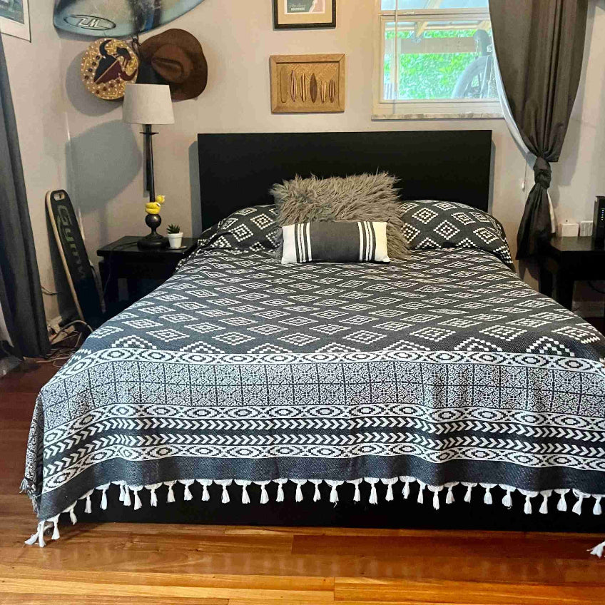 Black - White - Bedspread - XXL